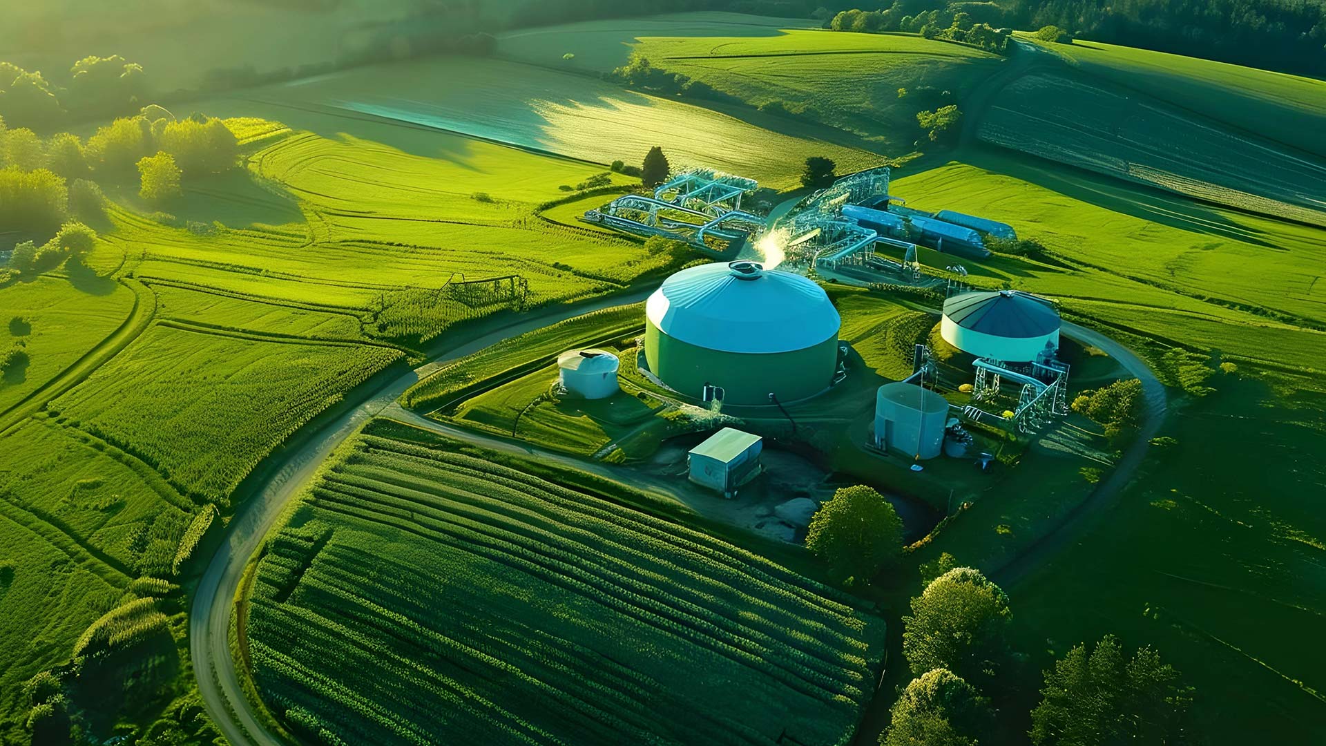 Aerial view of a green energy facility